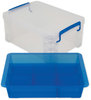 A Picture of product AVT-37371 Advantus Super Stacker® Divided Storage Box 6 Sections, 10.38" x 14.25" 6.5", Clear/Blue