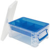 A Picture of product AVT-37371 Advantus Super Stacker® Divided Storage Box 6 Sections, 10.38" x 14.25" 6.5", Clear/Blue