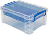 A Picture of product AVT-37371 Advantus Super Stacker® Divided Storage Box 6 Sections, 10.38" x 14.25" 6.5", Clear/Blue