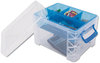 A Picture of product AVT-37375 Advantus Super Stacker® Divided Storage Box 5 Sections, 7.5" x 10.13" 6.5", Clear/Blue