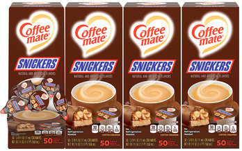 Coffee mate® Liquid Creamer Snickers, 0.38 oz Mini Cups, 200 Cups/Carton