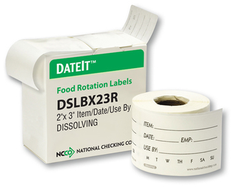 DateIt™ Dissolvable Shelf Life Labels. 2 X 3 in. 250 labels/roll.