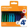 A Picture of product FSK-1067002 Fiskars® Kids & Student Scissors Classpack, Pointed Tip, 5" Long, 1.75" Cut Length, Straight Assorted Color Handles, 12/Pack