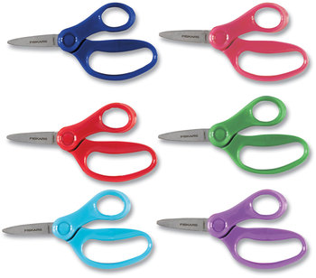 Fiskars® Kids & Student Scissors Pointed Tip, 5" Long, 1.75" Cut Length, Straight Handle, Randomly Assorted Color