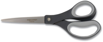 Fiskars® Everyday Titanium Softgrip® Scissors 8" Long, 3.1" Cut Length, Straight Dark Gray Handle