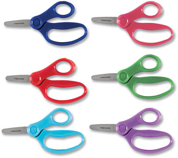 Fiskars® Kids & Student Scissors Rounded Tip, 5" Long, 1.75" Cut Length, Straight Handle, Randomly Assorted Color