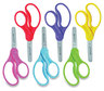 A Picture of product ACM-16454 Westcott® For Kids Scissors Rounded Tip, 5" Long, 1.75" Cut Length, Straight Assorted Color Handles, 6/Pack