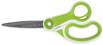 Westcott® CarboTitanium® Bonded Scissors 8" Long, 3.25" Cut Length, Straight White/Green Handle