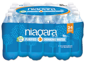 Niagara® Bottling Purified Drinking Water. 16.9 oz. 24 bottles/pack, 2016 bottles/pallet.