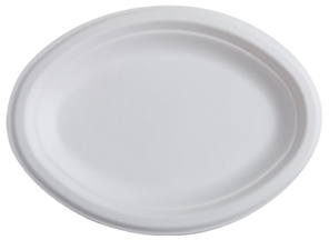 10.25" X 7.75" OVAL PLATE, WHITE, 125/BAG 4/CS-500 PCS