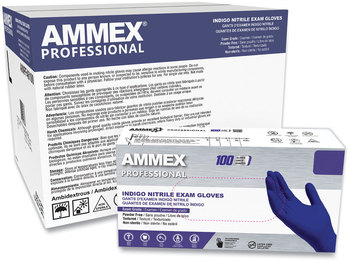 AMMEX® Professional Powder-Free Nitrile Exam Gloves. Size Medium. 3 mil. Indigo. 100/box.