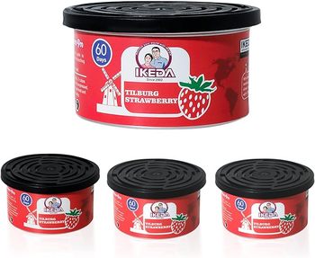 IKEDA Scents Car Air Freshener. 1.5 oz. Strawberry scent. 4 cans/pack.