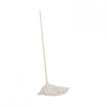 Boardwalk® Natural Wood Handle/Deck Wet Mops with Cotton Fiber Heads. 16 oz. 48 in. White/Natural. 6/pack.