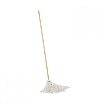 Boardwalk® Natural Wood Handle/Deck Wet Mops with Rayon Fiber Heads. 16 oz. 48 in. White. 6/pack.