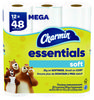 A Picture of product PGC-03154 Charmin® Essentials Soft™ Septic Safe Bathroom Tissue. 2-Ply. White. 330 sheets/roll, 12 rolls/pack, 4 packs/carton.