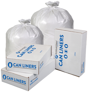 Mighty Tough Linear Low Density Can Liners. 0.95 mil. 42.5 X 48 in. White. 10 liners/roll, 10 rolls/case.
