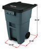 A Picture of product RCP-1971956 Rubbermaid® Commercial Brute® Square Step-On Roll-Out Container. 50 gal. Gray.