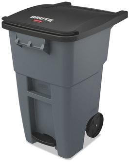 Rubbermaid® Commercial Brute® Square Step-On Roll-Out Container. 50 gal. Gray.
