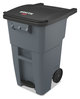 A Picture of product RCP-1971956 Rubbermaid® Commercial Brute® Square Step-On Roll-Out Container. 50 gal. Gray.