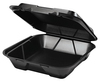 A Picture of product VND-SN200V3L Genpak Vented 1-Comp Hinged Container 9-3/16"x9-9/16"x2-21/32" Black Foam 2 / 100 cs