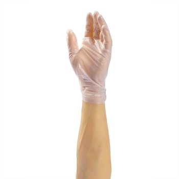 AmerCareRoyal Synthetic Powder Free Diamond Grip Hybrid Gloves. Size Medium. Clear. 200 gloves/box, 5 boxes/case.