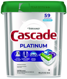 Cascade® ActionPacs, Fresh Scent, 31.8 oz, 59 Pacs/Tub, 3 Tubs/Case
