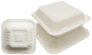 A Picture of product VND-EHL66PF Empress™ Earth Bagasse Molded Fiber Hinged Lid Containers. 6 X 6 X 3 in. Natural White. 125 containers/pack, 4 packs/case.