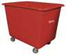 A Picture of product VND-R20RDXPGC Royal Basket Trucks Poly Truck with Steel Base and 2 Rigid/2 Swivel Casters. 25.6 cu. ft. 52 X 36 X 35 1/2 in. Red.