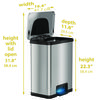 A Picture of product HLM-HLS13SB HLS Commercial® Step Pedal-Sensor Waste Receptacle with Odor Filter. 13 gal. Silver/Black.