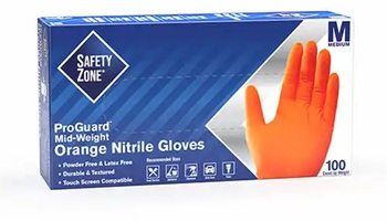 ProWorks® Medium Nitrile Powder-Free Glove Orange Mid Weight  100/BX-10BX/CS