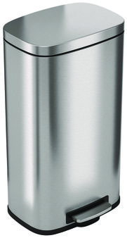 HLS Commercial® Stainless Steel Step Pedal Trash Receptacle with Plastic Liner. 8 gal. 12.4 X 13.7 X 24.2 in. Silver.