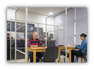 A Picture of product BVC-DSP123046 MasterVision® Protector Series Mobile Glass Panel Divider 49 x 22 69, Clear/Aluminum