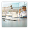 A Picture of product BVC-GL3501393 MasterVision® Protector Series Frameless Glass Desktop Divider 55.1 x 0.16 35.4, Clear/Aluminum
