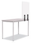 A Picture of product BVC-GL3501393 MasterVision® Protector Series Frameless Glass Desktop Divider 55.1 x 0.16 35.4, Clear/Aluminum