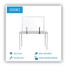 A Picture of product BVC-GL08019101 MasterVision® Protector Series Glass Aluminum Desktop Divider 47.2 x 0.16 35.4, Clear