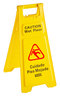 A Picture of product VND-WETFLOOR Lavex Polypropylene A-Frame Bilingual "CAUTION Wet Floor" Sign. 11 13/16 X 25 in. Yellow.