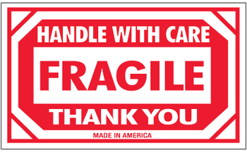 LABEL 3X5 FRAGILE. PRESSURE SENSITIVE FRAGILE-HANDLE WITH CARE.