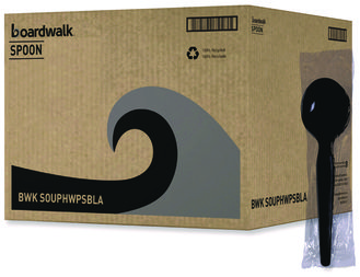 Boardwalk® Heavyweight Polystyrene Cutlery Soup Spoon, Plastic, Black, 1,000/Carton