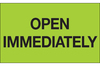 A Picture of product BOX-DL1217 Receiving Labels, 3 x 5" - "Open Immediately" (Fluorescent Green) Labels, 500/Roll