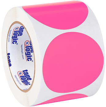 Blank Circle Inventory Labels, 3" Fluorescent Pink, 500/Roll