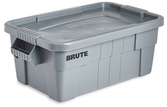 BRUTE® Tote with Lid. 14 gal. 27.8 X 16.5 X 10.7 in. Gray.