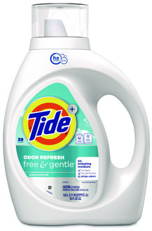 Tide® Free & Gentle™ Odor Refresh Liquid Laundry Detergent and 39 Loads, 55 oz Bottle, 4/Carton