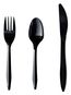 A Picture of product BWK-3KITBLPP Boardwalk® Three-Piece Cutlery Kit with Mediumweight Polypropylene Fork, Knife, and Spoon. Black. 250 kits/carton.
