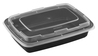 A Picture of product FIS-17CPRCB28 28 OZ RECTANGULAR TAKE-OUT CONTAINER W/ LID, PP - E SERIES. BLACK WITH CLEAR LID.