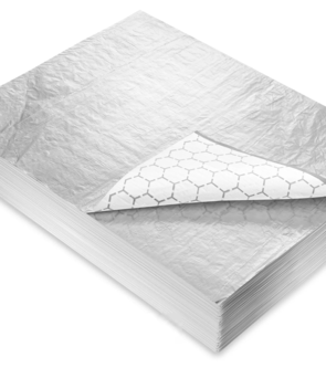 Empress Plain Cushion Foil Wrap. 14 X 16 in. Silver and White. 500 sheets/box, 2 boxes/case.