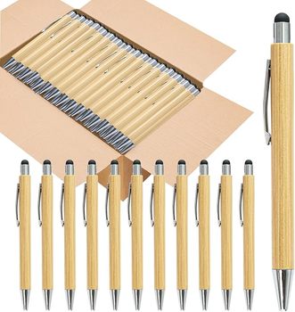 Bamboo Ballpoint Pens with Touch Stylus Tip. 200/box.