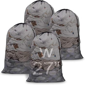 Large Heavy Duty Mesh Laundry Bag with Lockable Drawstring. 27 X 36 in. Black. 4/case.