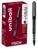 A Picture of product UBC-60106 uniball® VISION Stick Roller Ball Pen Rollerball Extra-Fine 0.5 mm, Black Ink, Gray/Black/Clear Barrel, Dozen
