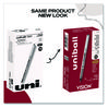 A Picture of product UBC-60126 uniball® VISION Stick Roller Ball Pen Rollerball Fine 0.7 mm, Black Ink, Silver/Black/Clear Barrel, Dozen