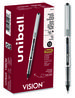 A Picture of product UBC-60126 uniball® VISION Stick Roller Ball Pen Rollerball Fine 0.7 mm, Black Ink, Silver/Black/Clear Barrel, Dozen